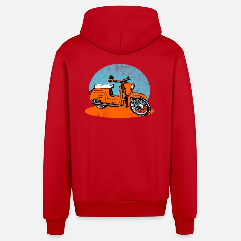 Simson Schwalbe DDR Moped - Organic Relaxed Kapuzenjacke Made in EU - Rot