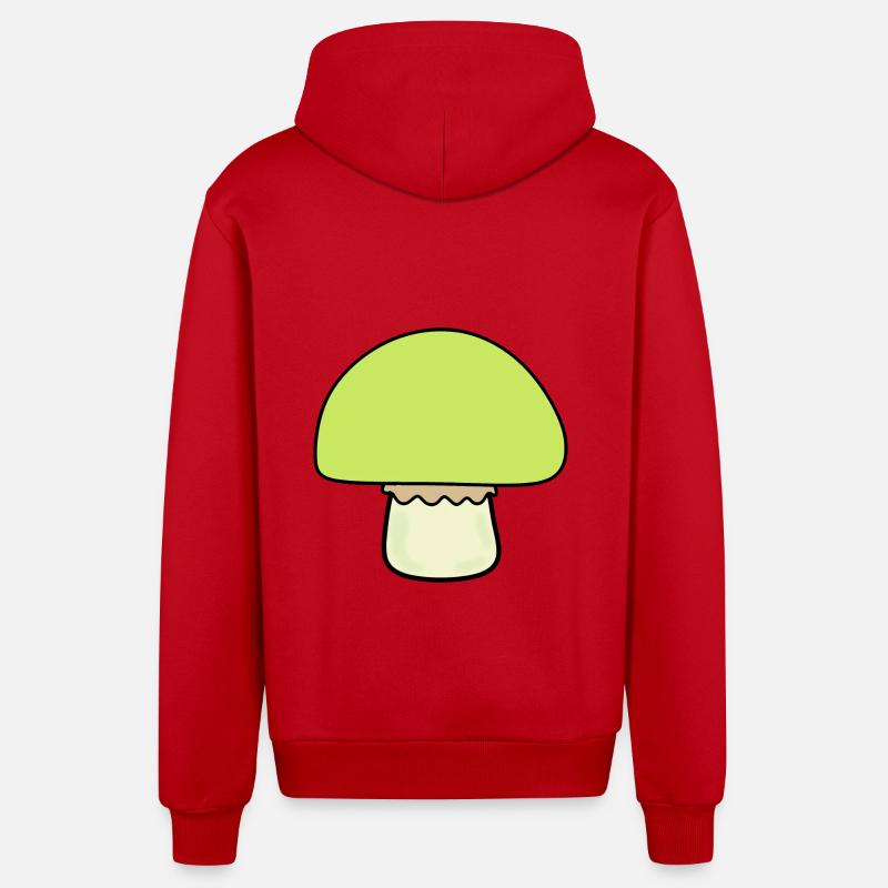 Champignon vert, champignons verts - Veste à capuche bio décontractée fabriquée en UE - rouge