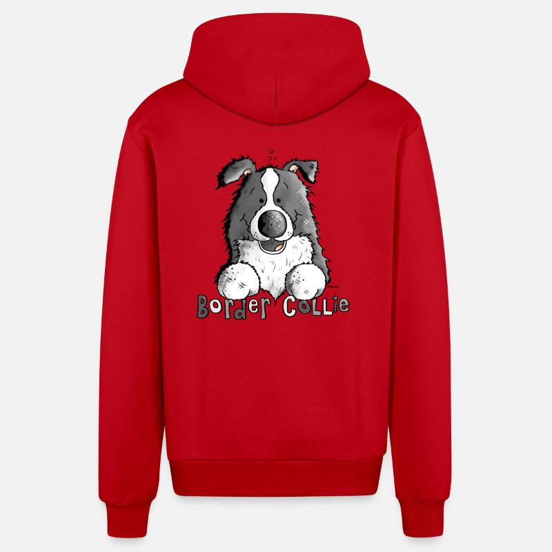 Petit Boder Collie - Chien de Berger - Veste à capuche bio décontractée fabriquée en UE - rouge