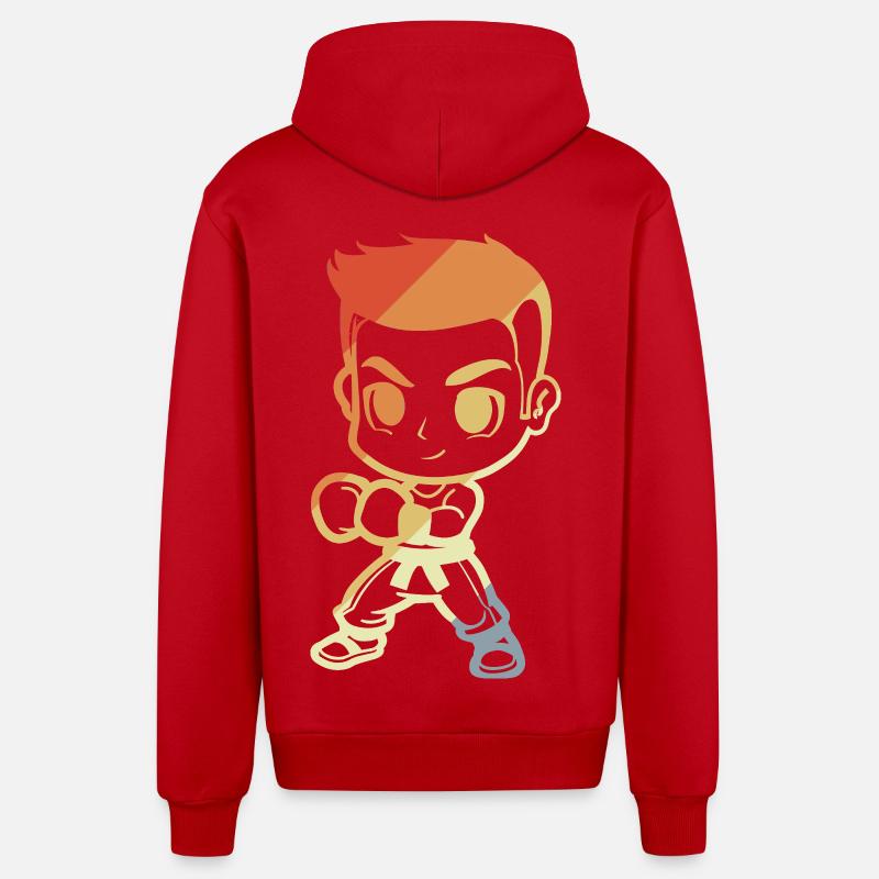 Kickboxer garçon dessin animé - Veste à capuche bio décontractée fabriquée en UE - rouge