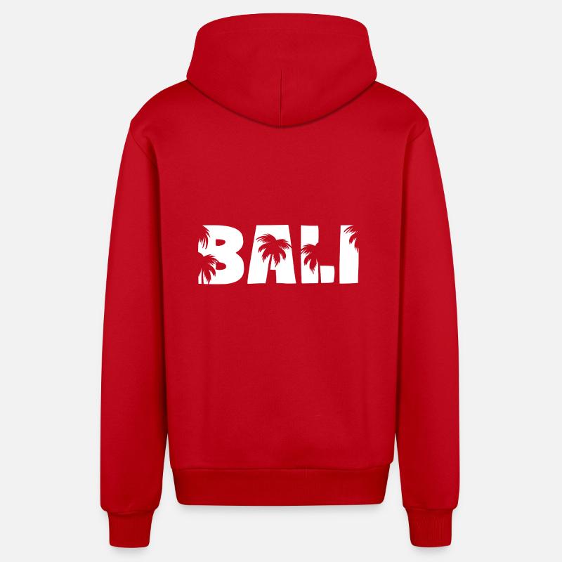 Palmiers de Bali - Veste à capuche bio décontractée fabriquée en UE - rouge