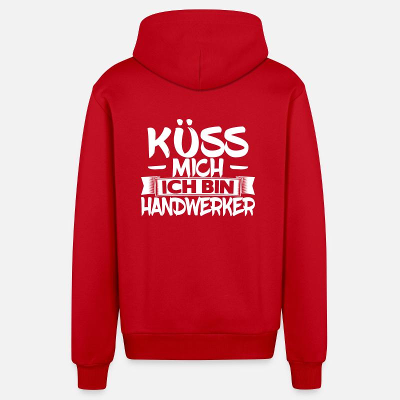 Küss mich ich bin Handwerker - Organic Relaxed Kapuzenjacke Made in EU - Rot