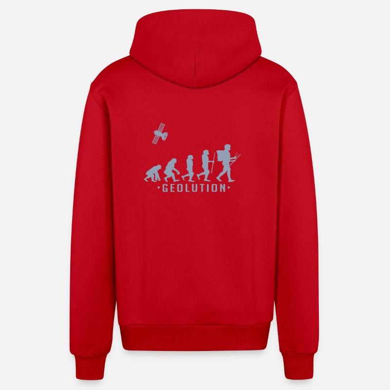 Geocaching evolution Chemise Geolution - Veste à capuche bio décontractée fabriquée en UE - rouge