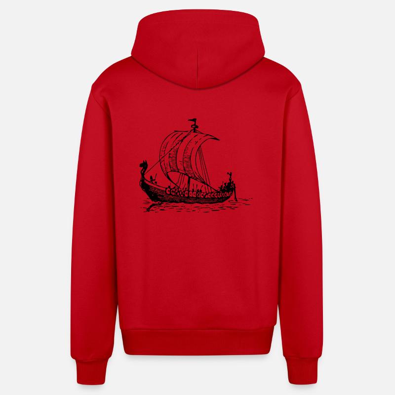 vikings Wickinger guerrier vikingboat boot10 - Veste à capuche bio décontractée fabriquée en UE - rouge