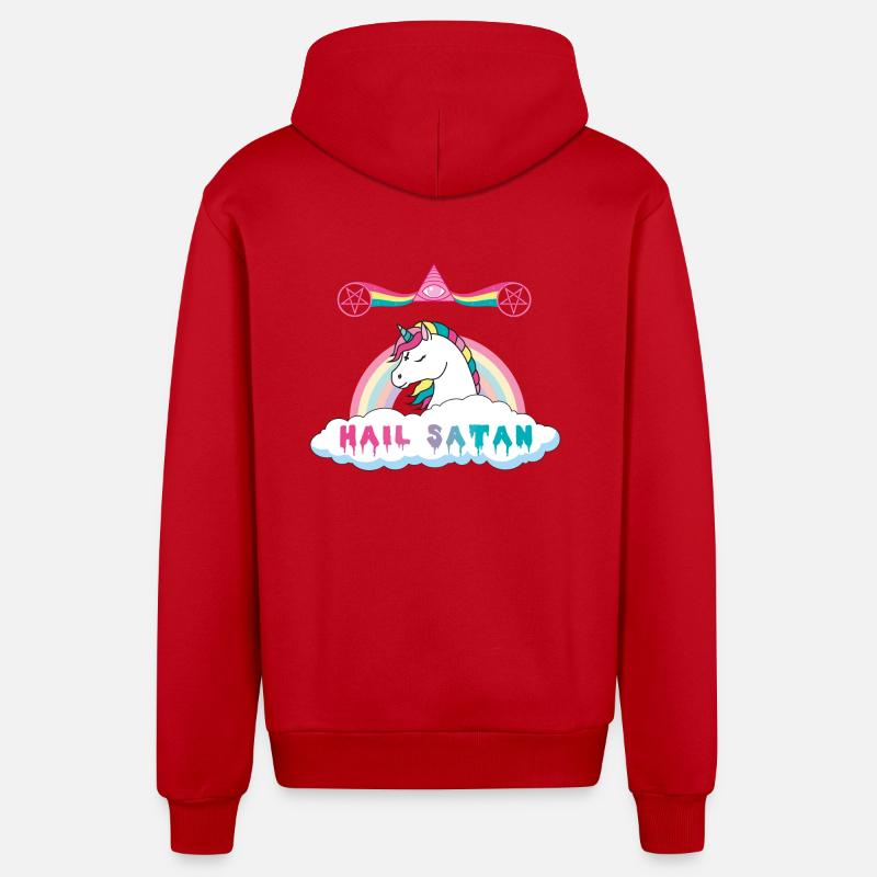 Hagel Satan Einhorn - Organic Relaxed Kapuzenjacke Made in EU - Rot