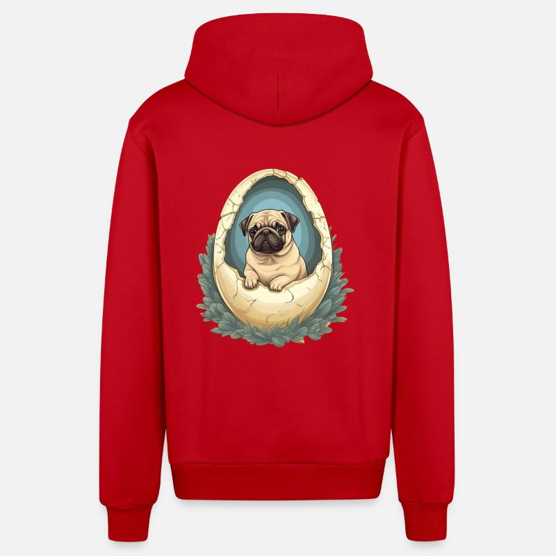 Carlin Hatches de Eggshell - Mignon - Veste à capuche bio décontractée fabriquée en UE - rouge