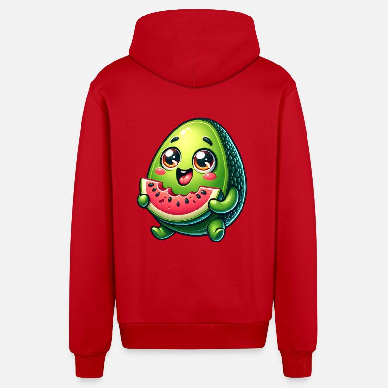 Avocado & Wassermelone Süßes Comic - Organic Relaxed Kapuzenjacke Made in EU - Rot