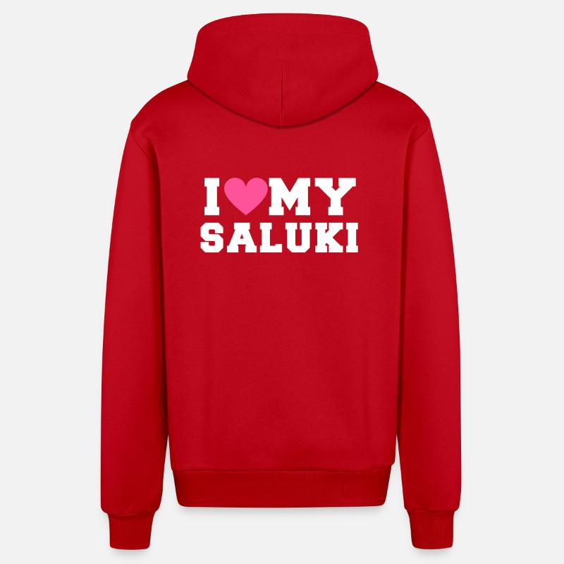 I love my Saluki - Veste à capuche bio décontractée fabriquée en UE - rouge