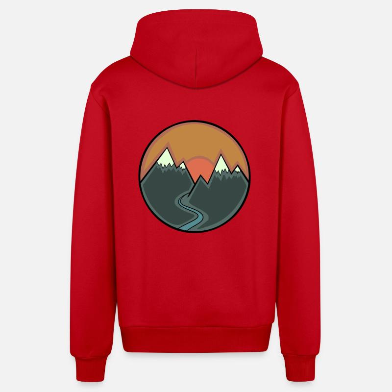 Coucher de soleil - Veste à capuche bio décontractée fabriquée en UE - rouge