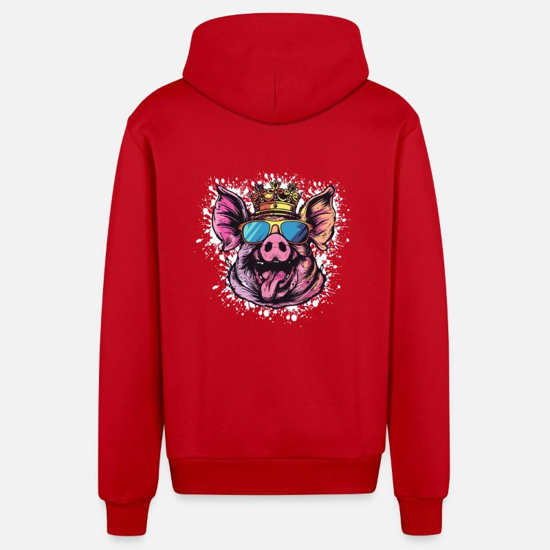Schwein Comic - Organic Relaxed Kapuzenjacke Made in EU - Rot
