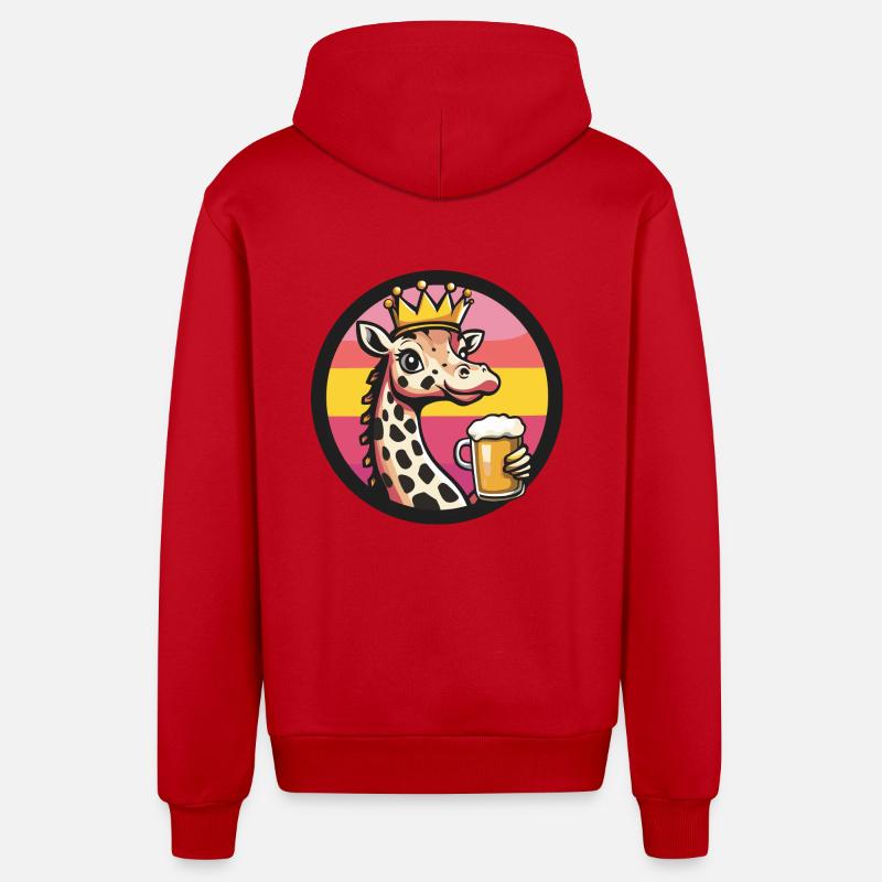 Giraffe Bier Comic - Organic Relaxed Kapuzenjacke Made in EU - Rot
