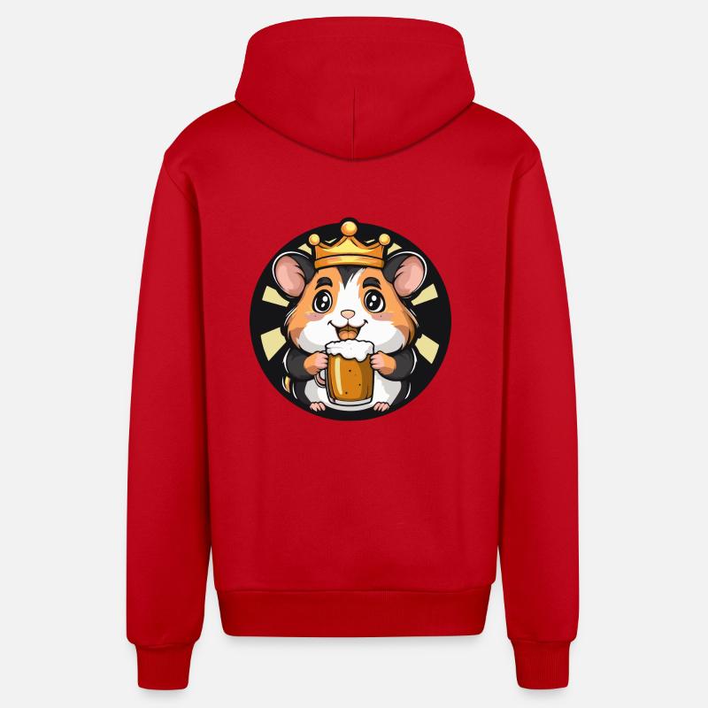 Hamster Bier Comic - Organic Relaxed Kapuzenjacke Made in EU - Rot