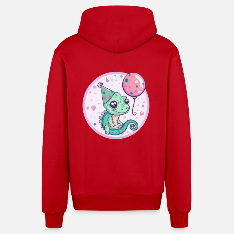 Caméléon Anniversaire Bébé - Veste à capuche bio décontractée fabriquée en UE - rouge