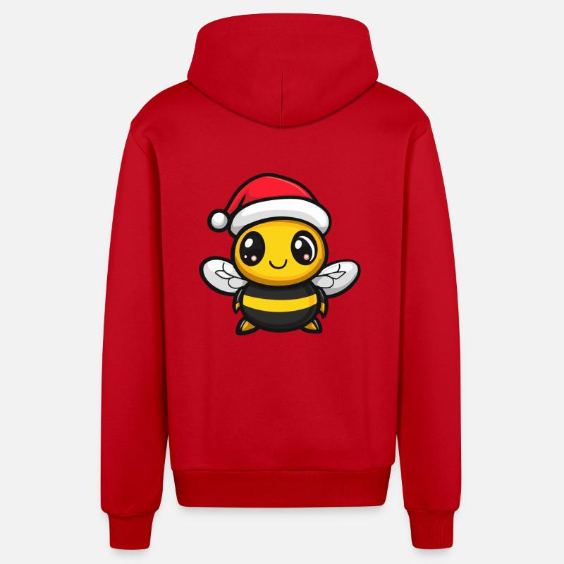 Abeille Noël Noël - Veste à capuche bio décontractée fabriquée en UE - rouge