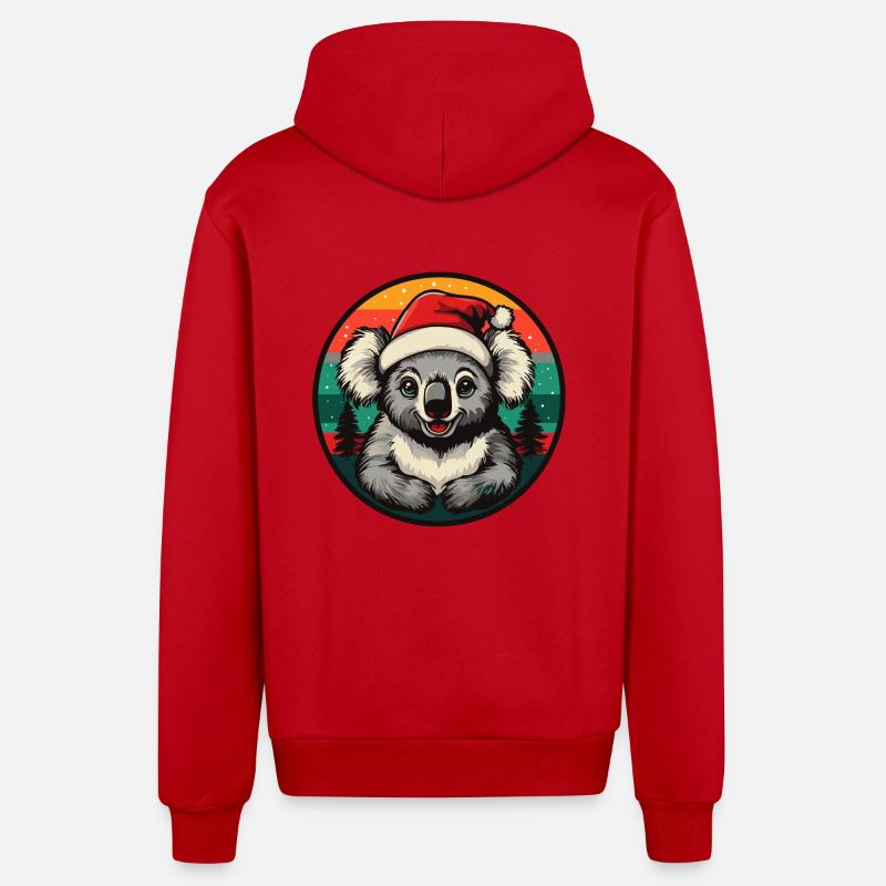 Noël Koala Noël - Veste à capuche bio décontractée fabriquée en UE - rouge