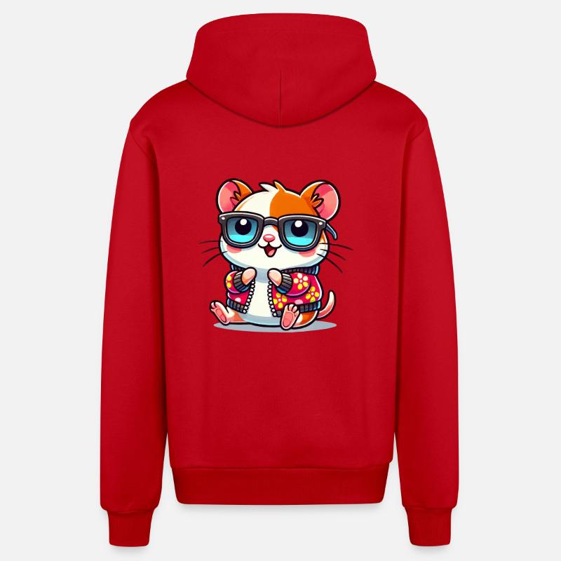 hamster comic cool - Organic Relaxed Hooded Jacket Made in EU - red
