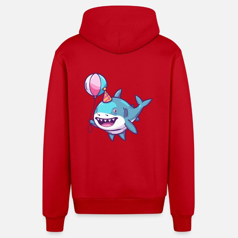 Requin Anniversaire Bébé - Veste à capuche bio décontractée fabriquée en UE - rouge