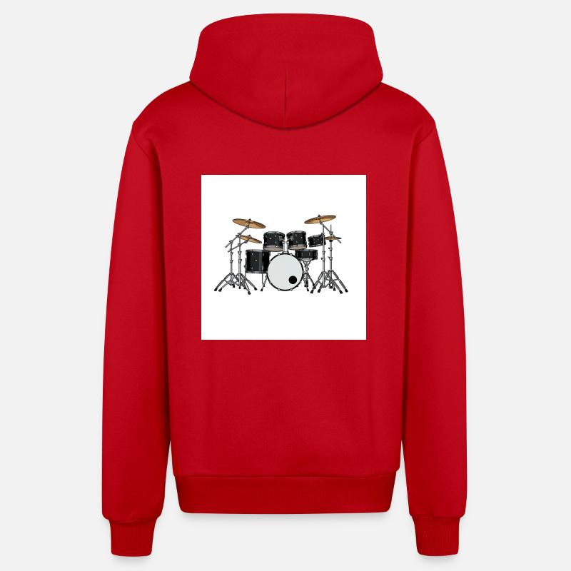 Das Schlagzeug: Rhythmus im Blut - Organic Relaxed Kapuzenjacke Made in EU - Rot