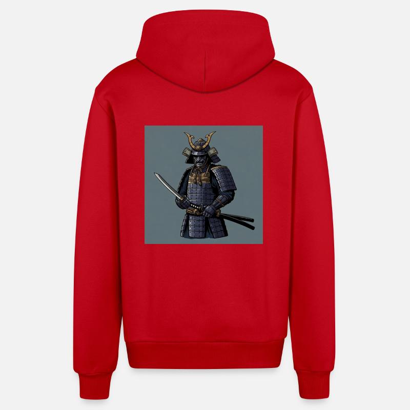 Samouraï : l’âme du guerrier - Veste à capuche bio décontractée fabriquée en UE - rouge