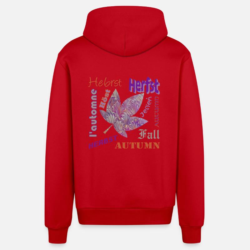 herbst schrift e 236 - Veste à capuche bio décontractée fabriquée en UE - rouge