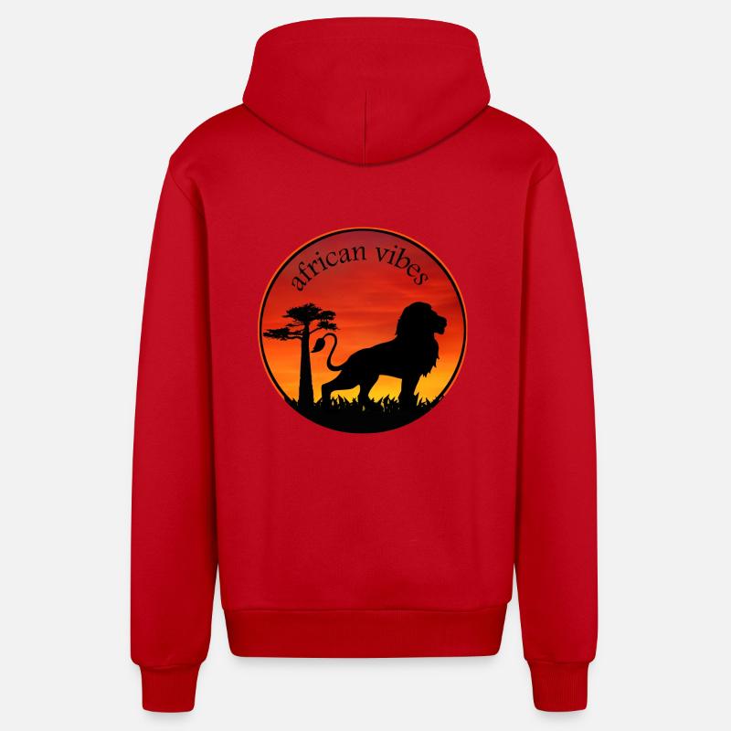 Lion 1 - Veste à capuche bio décontractée fabriquée en UE - rouge
