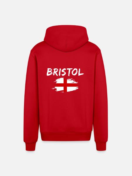 Bristol, Angleterre - Veste à capuche bio décontractée fabriquée en UE - rouge