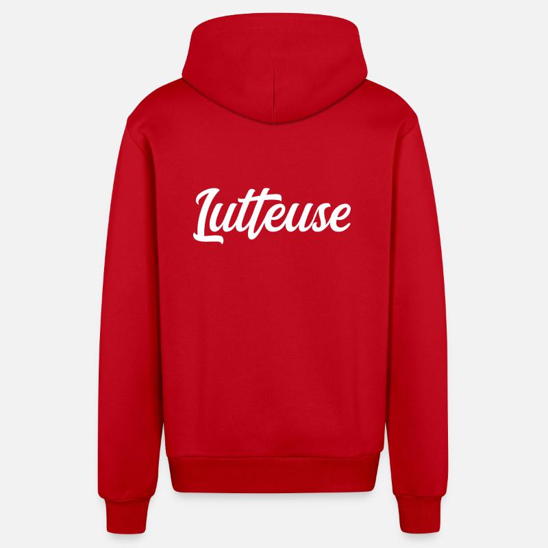 Lutteuse  - Veste à capuche bio décontractée fabriquée en UE - rouge