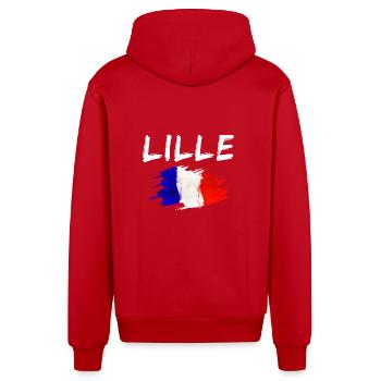 Lille Frankreich Flagge Stadt Lille - Organic Relaxed Kapuzenjacke Made in EU - Rot - Hinten