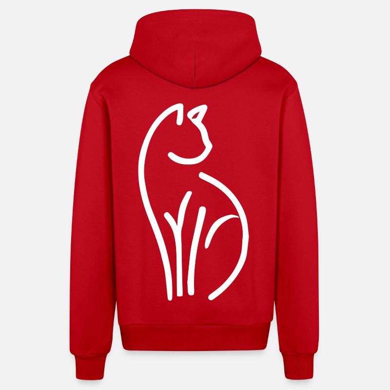 Chat - Veste à capuche bio décontractée fabriquée en UE - rouge