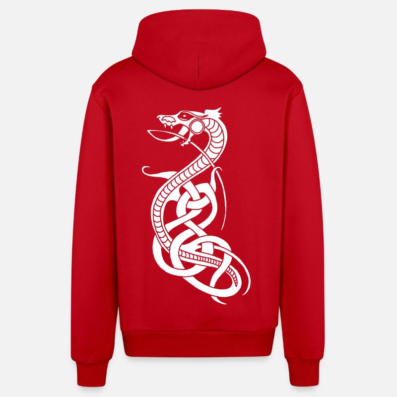 Serpent blanc infini - Veste à capuche bio décontractée fabriquée en UE - rouge