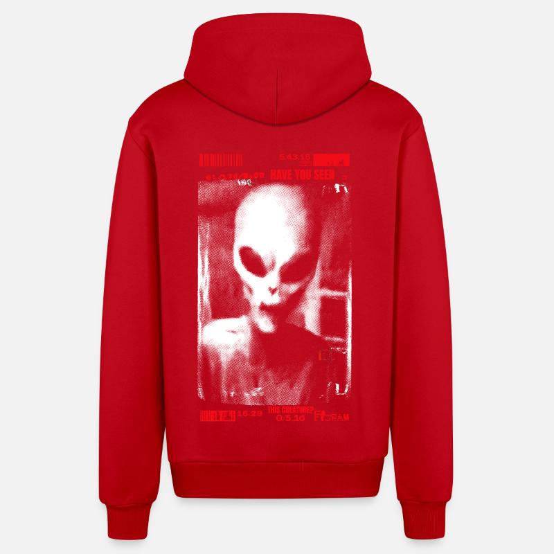 Avez-vous vu cette créature ? - Veste à capuche bio décontractée fabriquée en UE - rouge