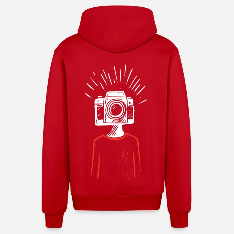 Tête de came - Veste à capuche bio décontractée fabriquée en UE - rouge