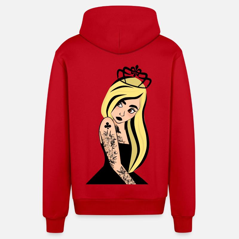 Dame de Trefle Punk - Veste à capuche bio décontractée fabriquée en UE - rouge