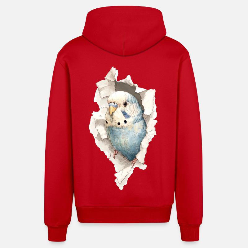 Perruche ondulée - Veste à capuche bio décontractée fabriquée en UE - rouge