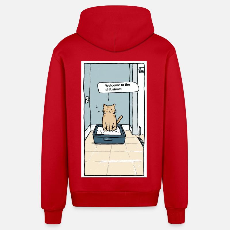Humour de circonstance de litière - Veste à capuche bio décontractée fabriquée en UE - rouge