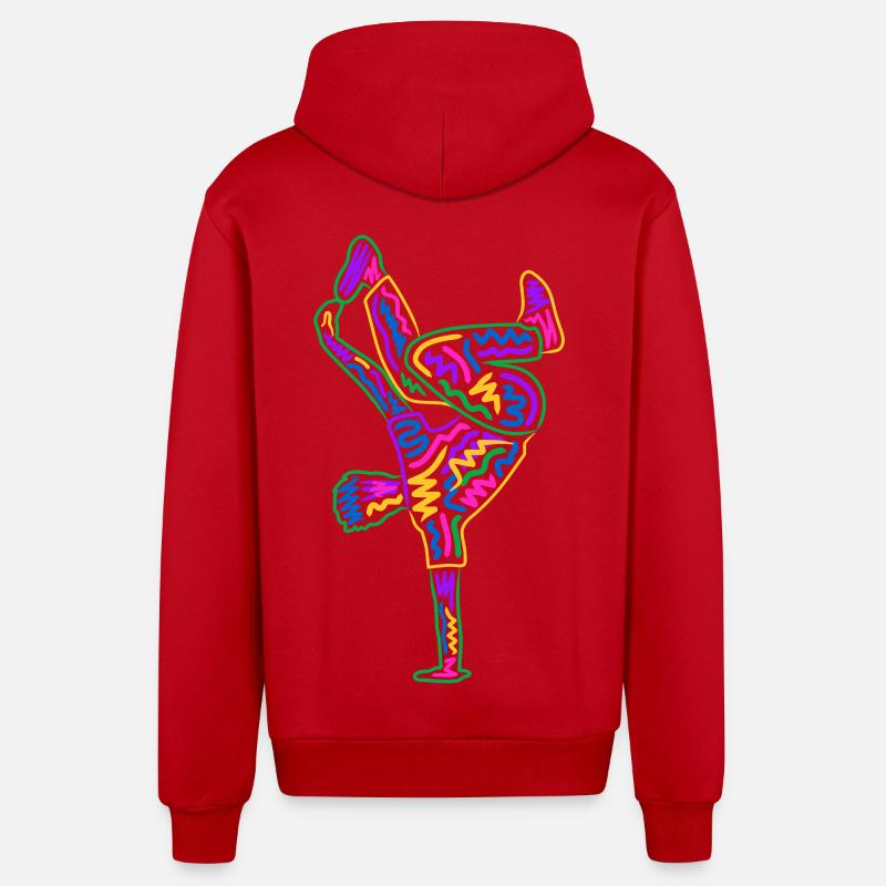 Breakdancing Breakdancer Bunt Jungen Breakdance - Organic Relaxed Kapuzenjacke Made in EU - Rot