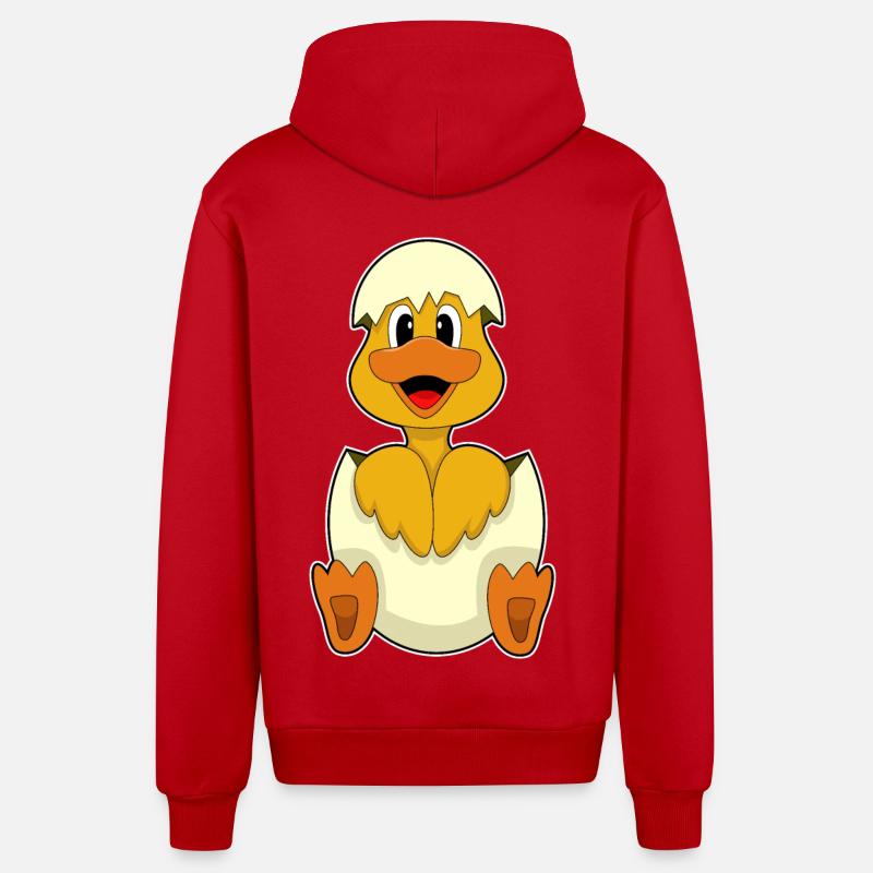 Oeuf de canard - Veste à capuche bio décontractée fabriquée en UE - rouge