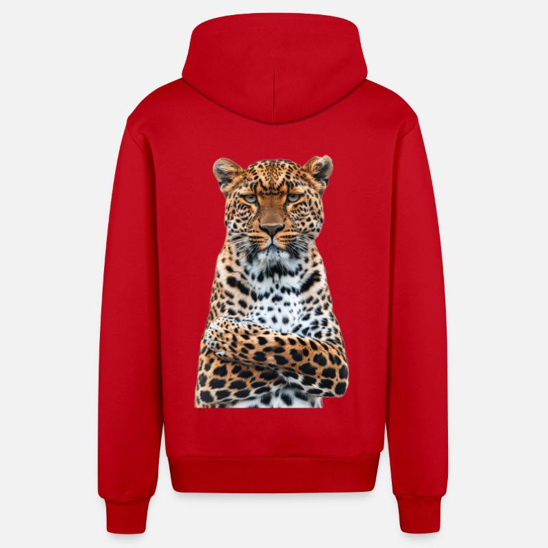 Léopard - Veste à capuche bio décontractée fabriquée en UE - rouge
