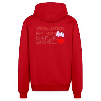 Berlin Souvenir Touristen Hauptstadt Metropole BLN - Organic Relaxed Kapuzenjacke Made in EU - Rot - Hinten