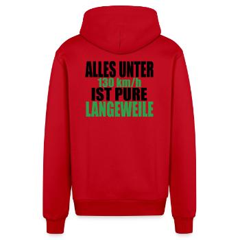 Tempolimit Autobahn Grüne Freiheit Verbot Diesel - Organic Relaxed Kapuzenjacke Made in EU - Rot - Hinten