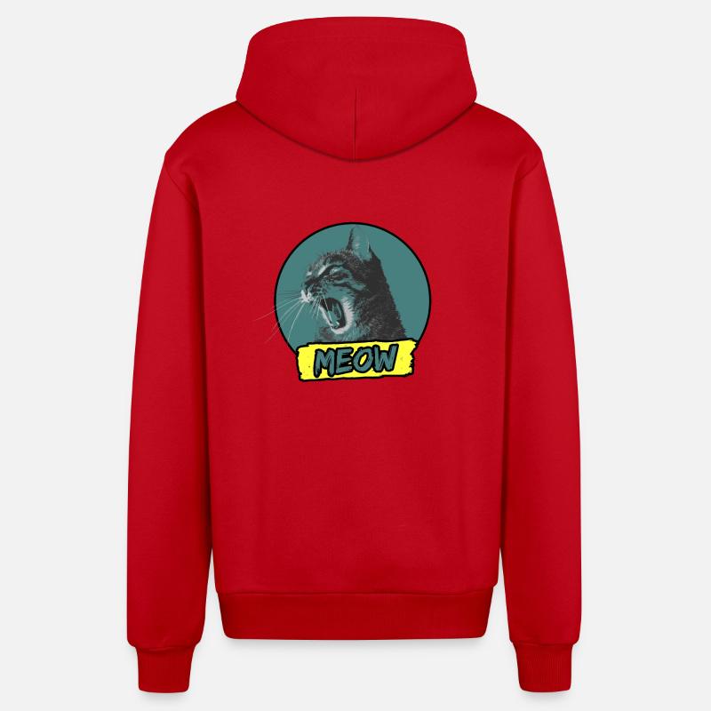 Chat meow Cat - Veste à capuche bio décontractée fabriquée en UE - rouge