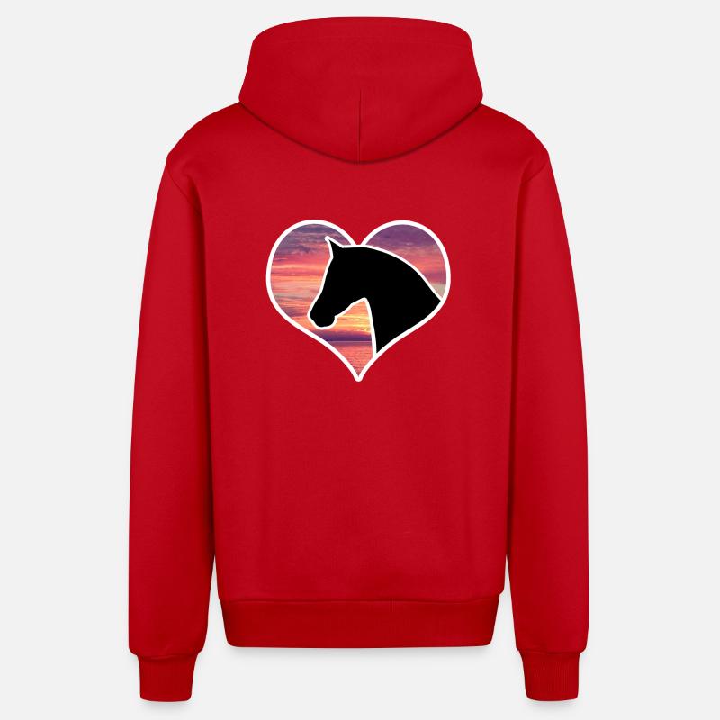 Cheval à coeur - Veste à capuche bio décontractée fabriquée en UE - rouge
