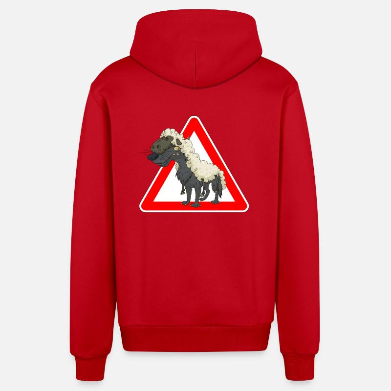 loup - Veste à capuche bio décontractée fabriquée en UE - rouge
