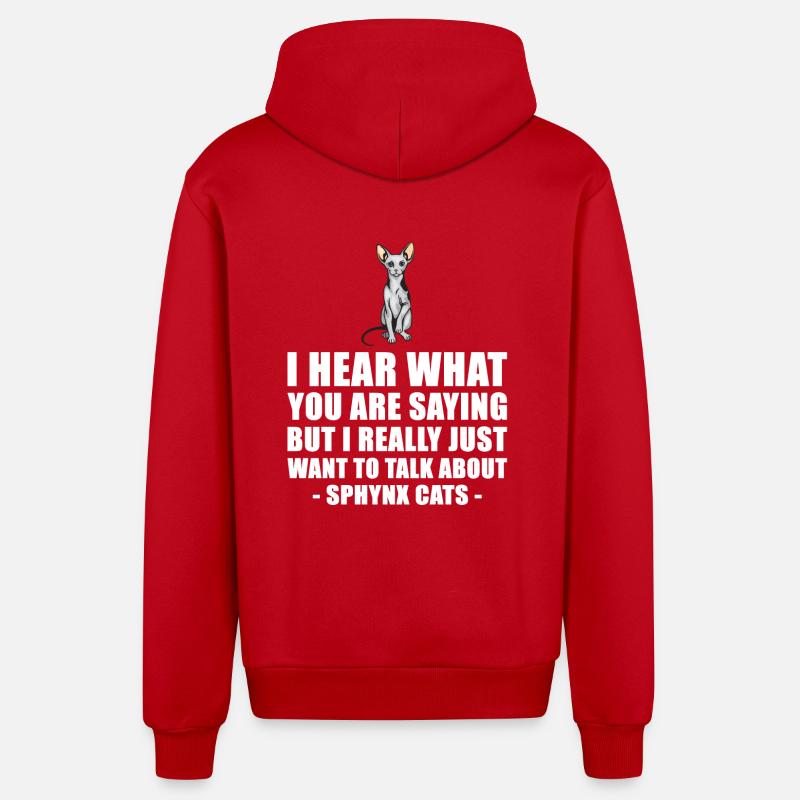 Sphynx Chat cadeau mignon - Veste à capuche bio décontractée fabriquée en UE - rouge