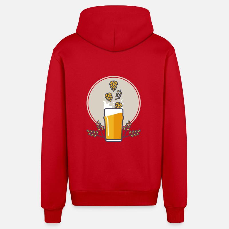 Éclaboussure de bière - Veste à capuche bio décontractée fabriquée en UE - rouge