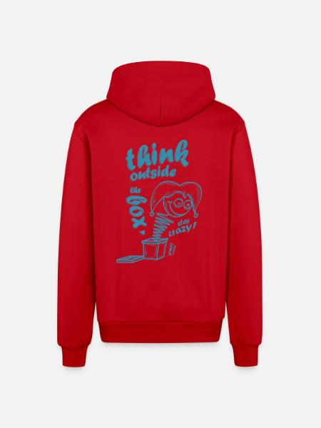 Think outside the box - Organic Relaxed Hooded Jacket Made in EU - red