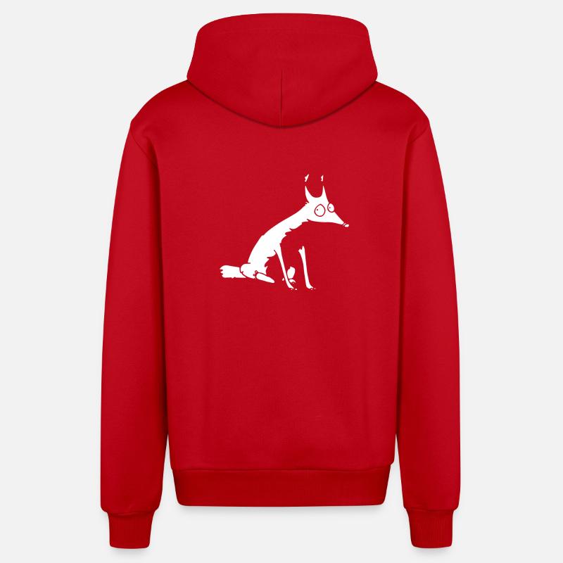 renard blanc n ° 1 - Veste à capuche bio décontractée fabriquée en UE - rouge