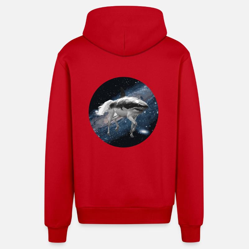 Cheval de requin dans l'espace - Veste à capuche bio décontractée fabriquée en UE - rouge