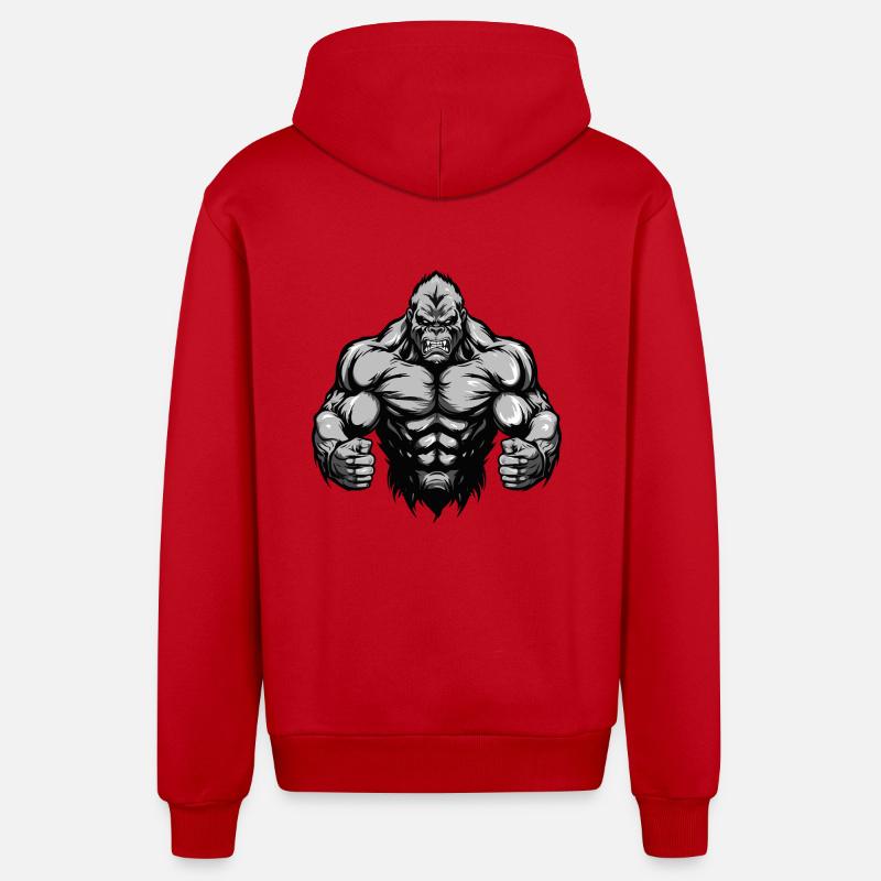 Gorilla Gym Muscles Bête - Veste à capuche bio décontractée fabriquée en UE - rouge