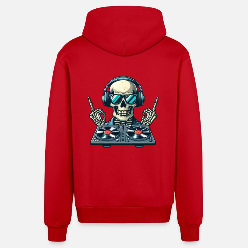 Squelette de DJ - Veste à capuche bio décontractée fabriquée en UE - rouge